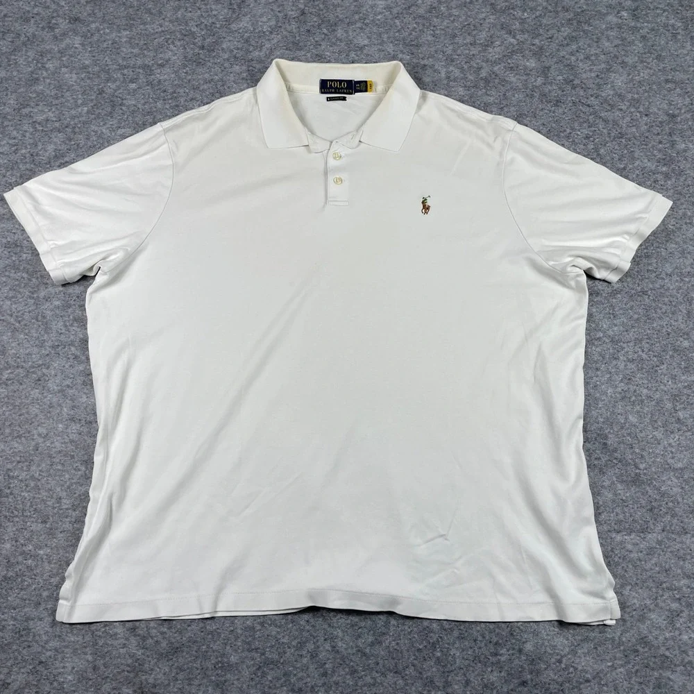 Polo Ralph Lauren Polo Shirt Mens XXL White Classic Fit Flesh Pony Preppy